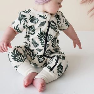 PARADE Organic Signature Print '2-Way' Zip Romper Short Sleeve